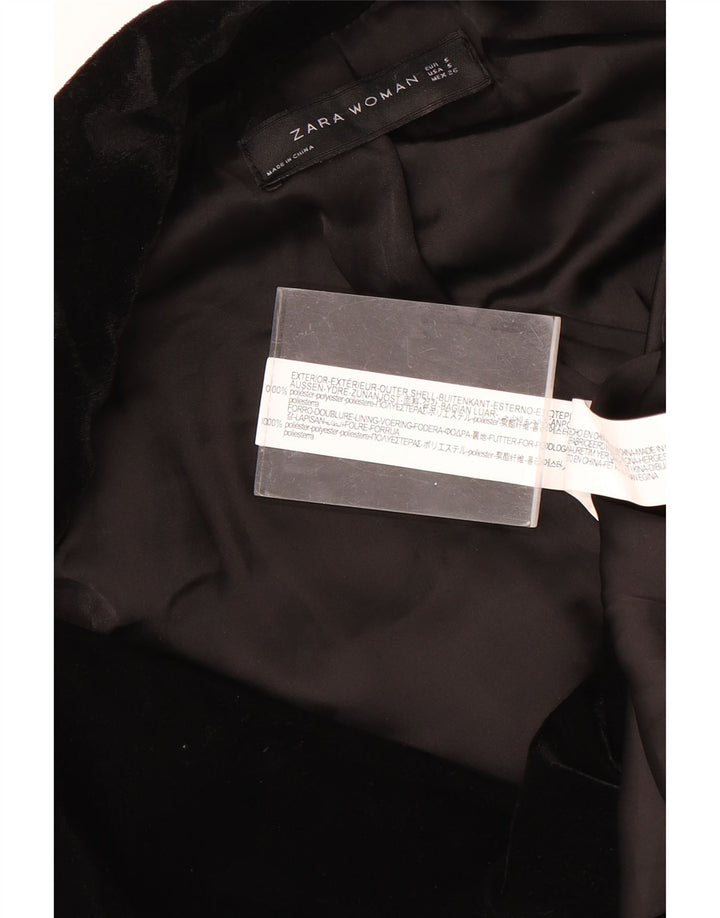Zara Womens Double Breasted Velour Blazer Jacket UK 10 Small Black