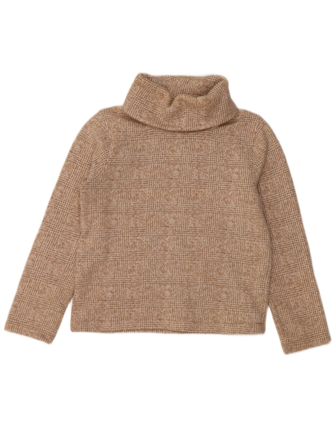 J. CREW Womens Roll Neck Jumper Sweater UK 14 Medium Beige Check Polyester