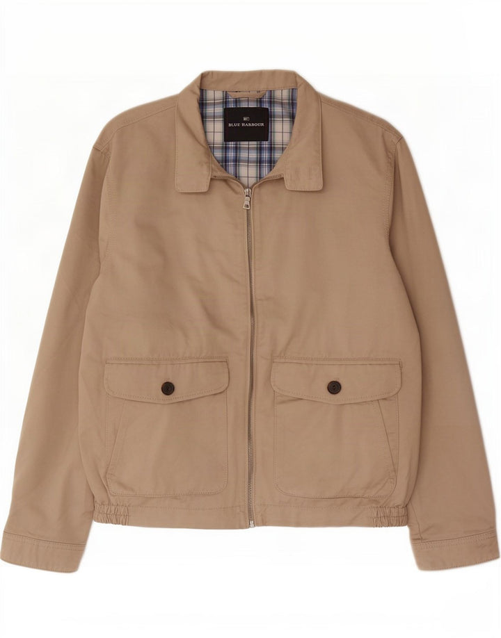 Marks & Spencer Mens Blue Harbour Bomber Jacket UK 38 Medium Beige Cotton