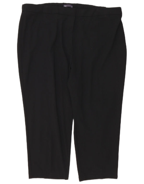 Marks & Spencer Womens High Waist Capri Trousers UK 24 4XL W48 L25 Black