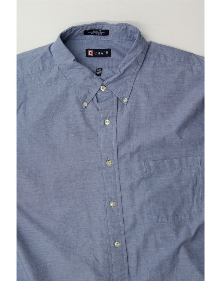 CHAPS Mens Wrinkle Free Classic Fit Shirt Size 18 1/2 2XL Blue Check Vintage Chaps and Second-Hand Chaps from Messina Hembry 