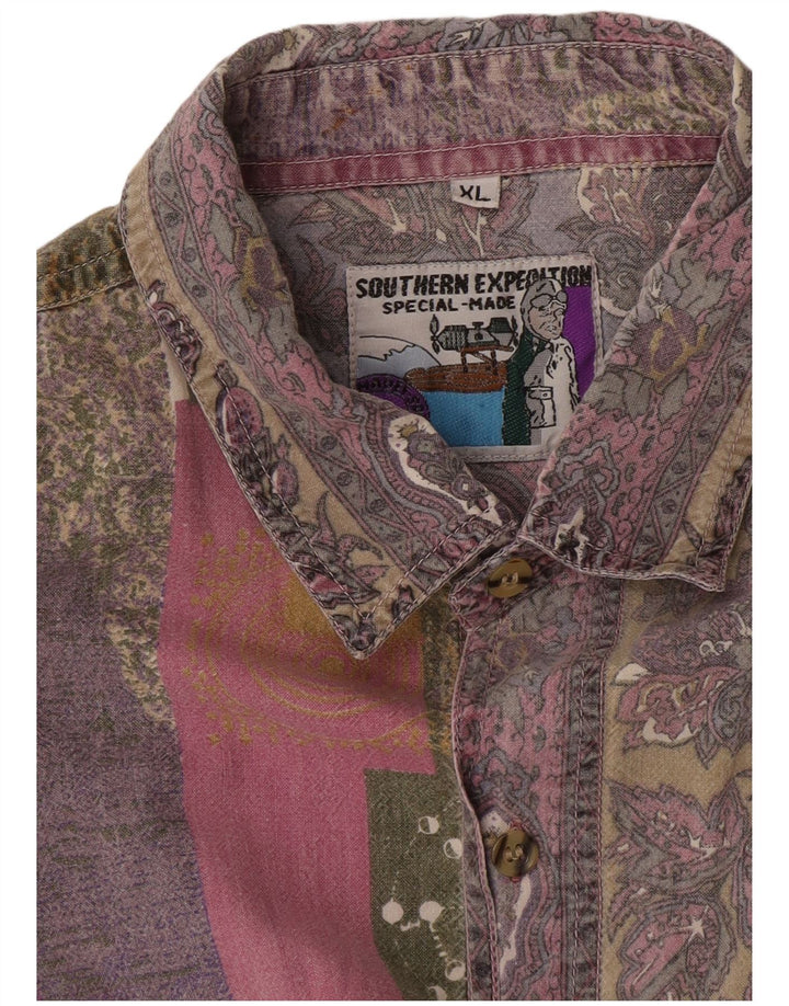 Southern Mens Short Sleeve Shirt XL Multicoloured Patchwork