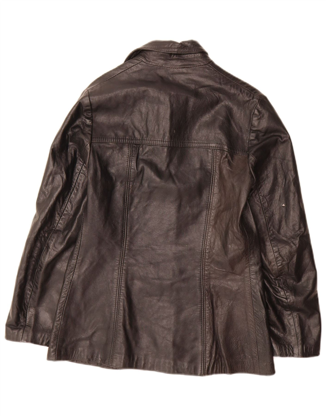 Vintage Womens 3 Button Leather Blazer Jacket IT 44 Medium Black