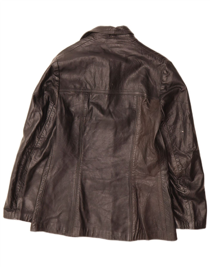 Vintage Womens 3 Button Leather Blazer Jacket IT 44 Medium Black