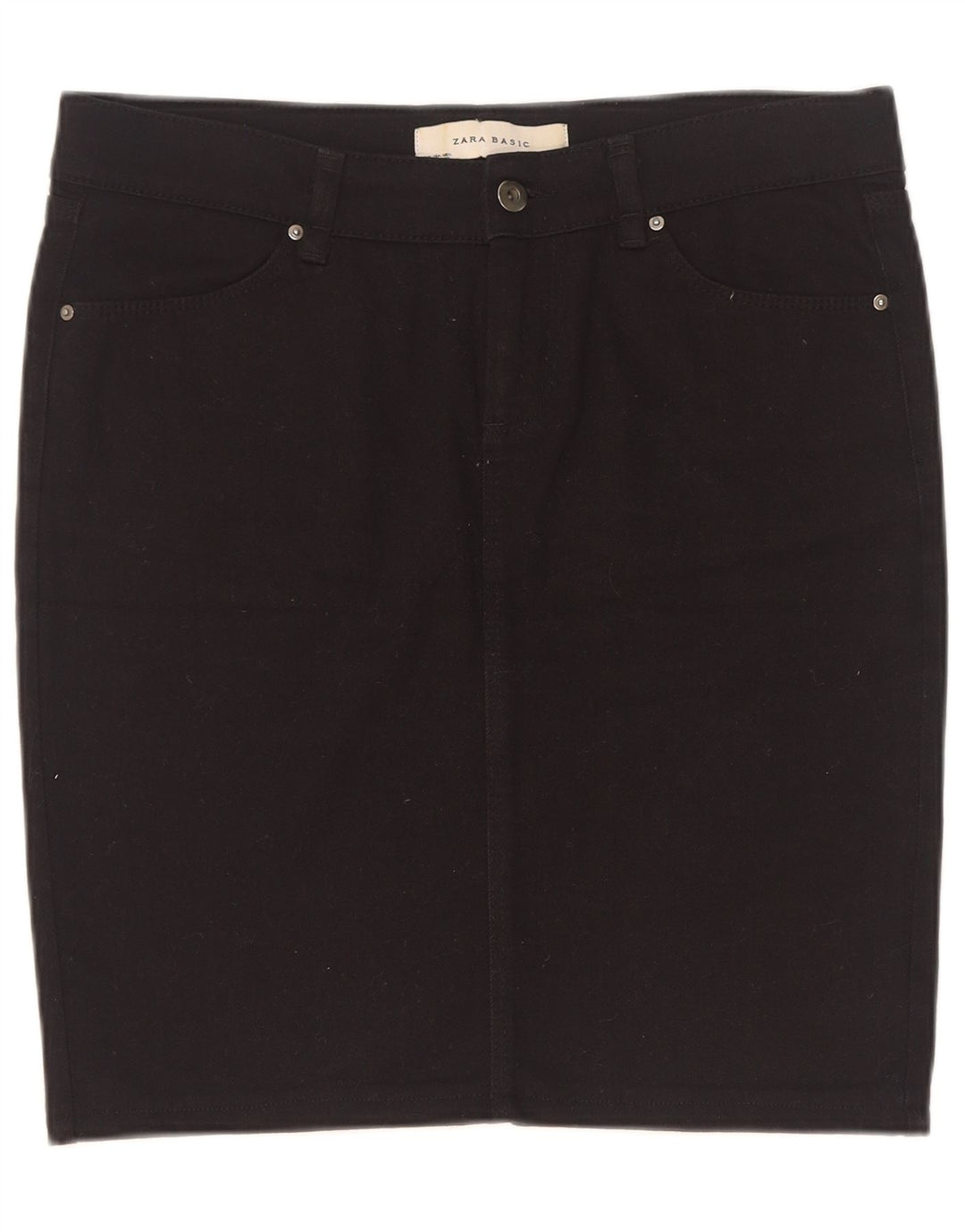 Zara Womens Denim Skirt Large W30 Black
