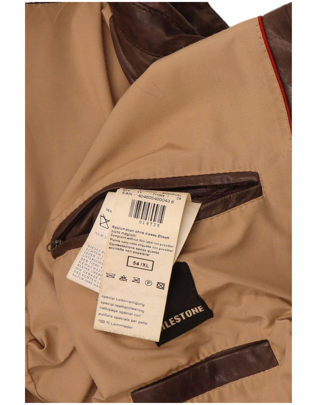 MILESTONE Mens Military Leather Jacket Size 54 XL Brown Leather