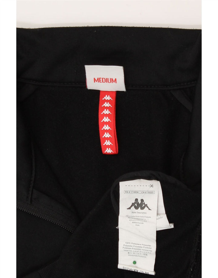 Kappa Mens Graphic Tracksuit Top Jacket Medium Black Colourblock Polyester