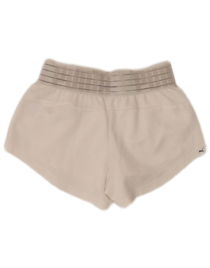 Puma Womens Graphic Sport Shorts UK 8 Small White Polyester