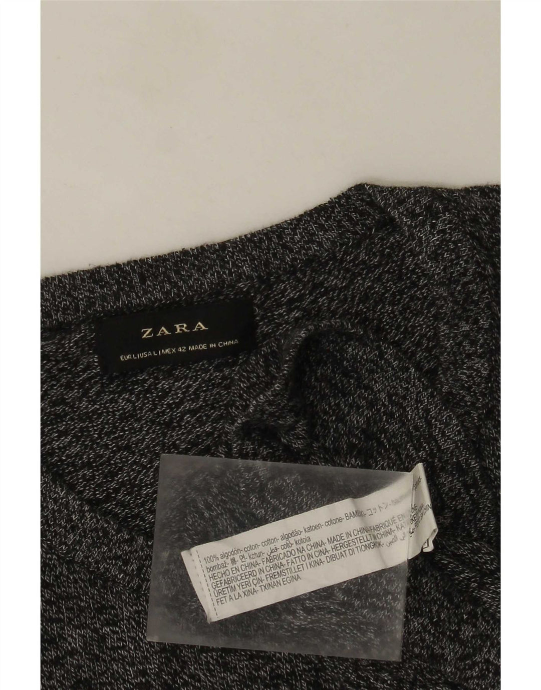 Zara Mens Crew Neck Jumper Sweater Large Grey Flecked Cotton