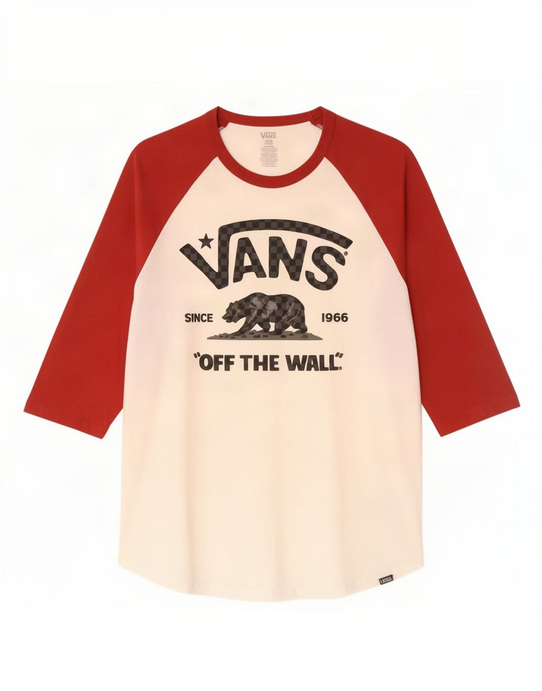 Vans Womens Graphic Top 3/4 Sleeve Large White Colourblock Cotton