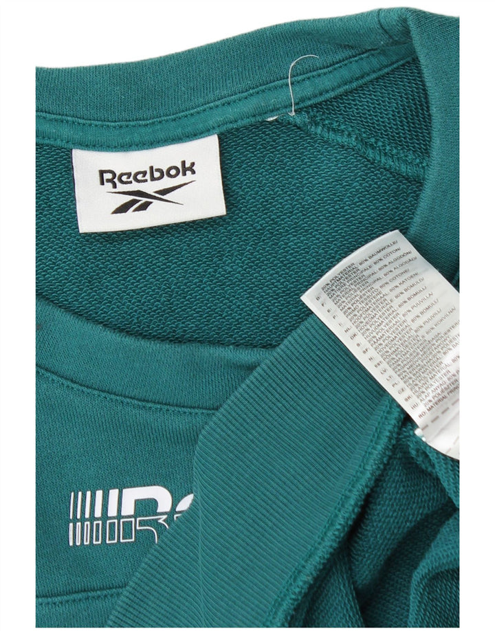 Reebok Mens Graphic Sweatshirt Jumper Medium Green Colourblock Cotton