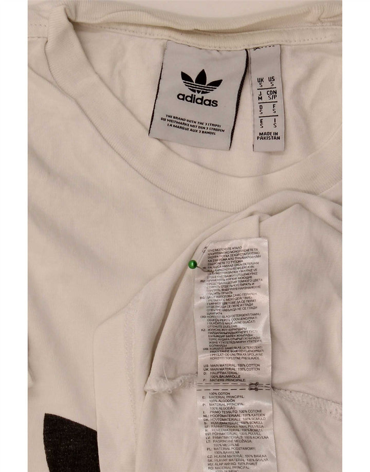 Adidas Mens Graphic T-Shirt Top Small White Cotton
