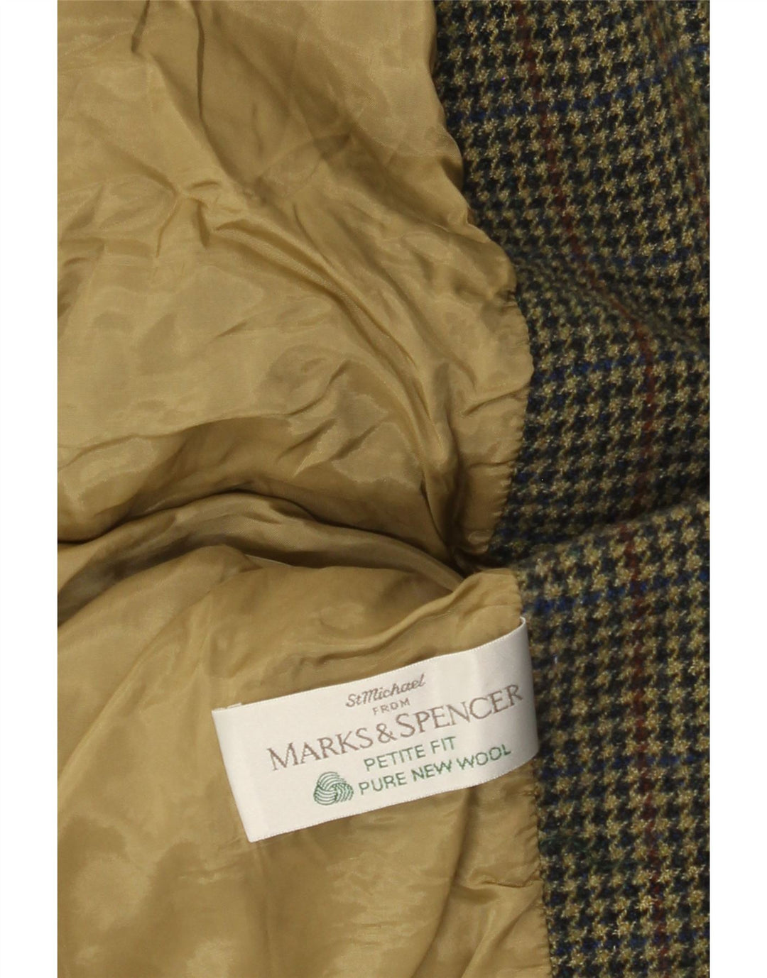 Marks & Spencer Womens Petite Blazer Jacket UK 12 Medium Green Houndstooth
