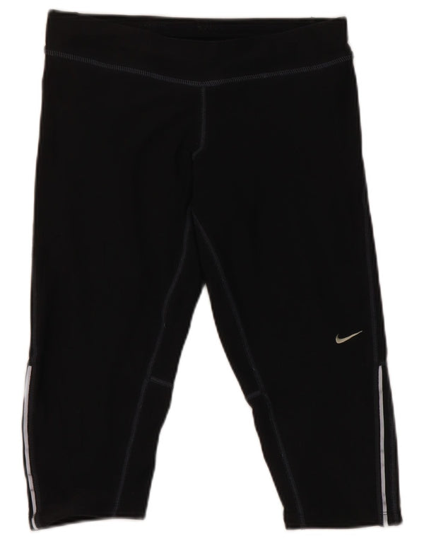 Nike Womens Dri Fit Capri Leggings UK 10 Small Black Polyester