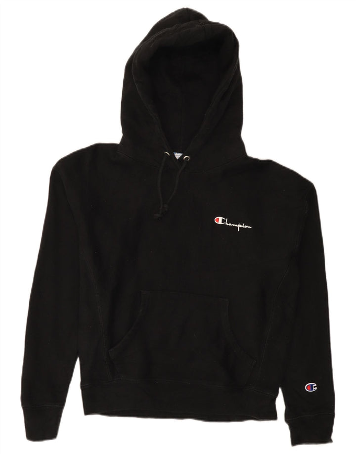 CHAMPION Womens Reverse Weave Oversized Hoodie Jumper UK 10 Small Black