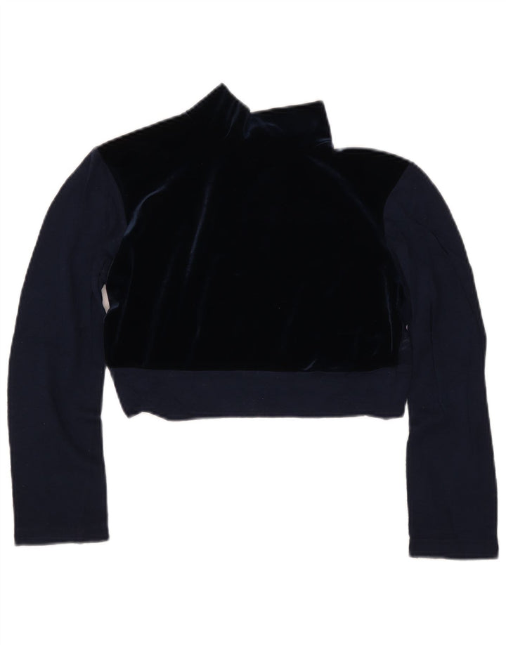 Vintage Womens See Through Blouse Top IT 44 Medium Navy Blue Wool