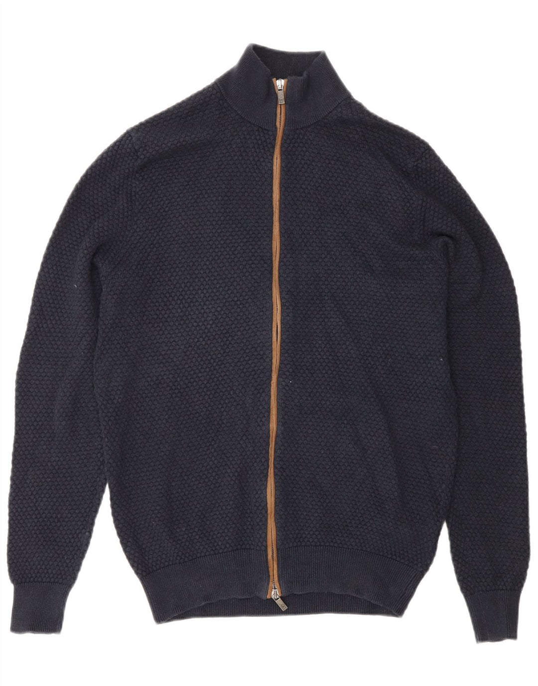 Massimo Dutti Mens Cardigan Sweater Medium Navy Blue Cotton