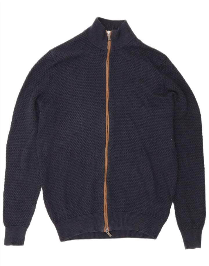 Massimo Dutti Mens Cardigan Sweater Medium Navy Blue Cotton