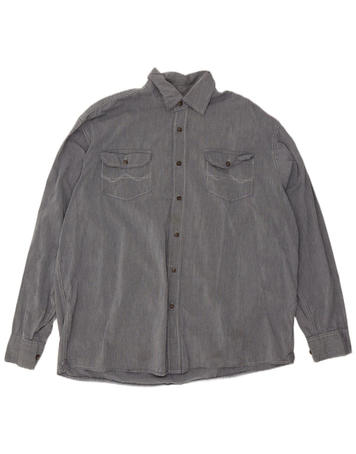 Wrangler Mens Shirt XL Blue Pinstripe Cotton