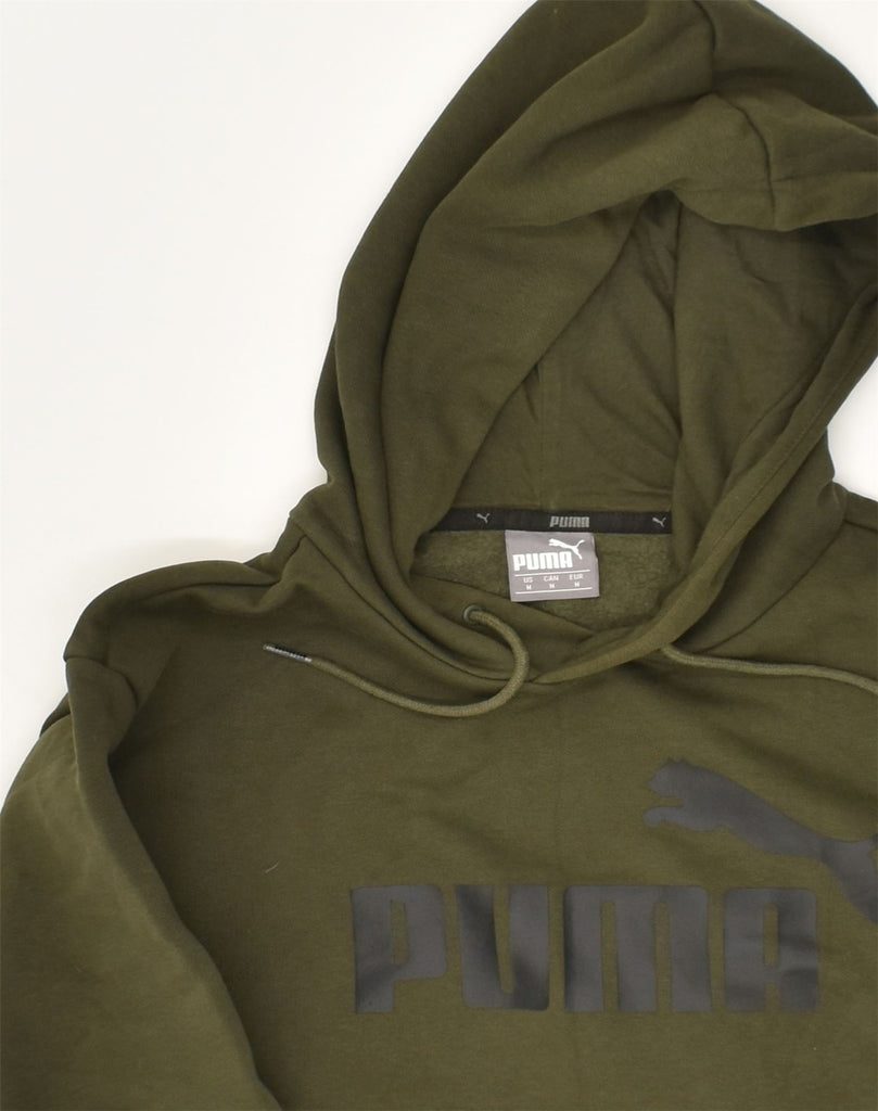 PUMA Mens Graphic Hoodie Jumper Medium Green Cotton | Vintage Puma | Thrift | Second-Hand Puma | Used Clothing | Messina Hembry 