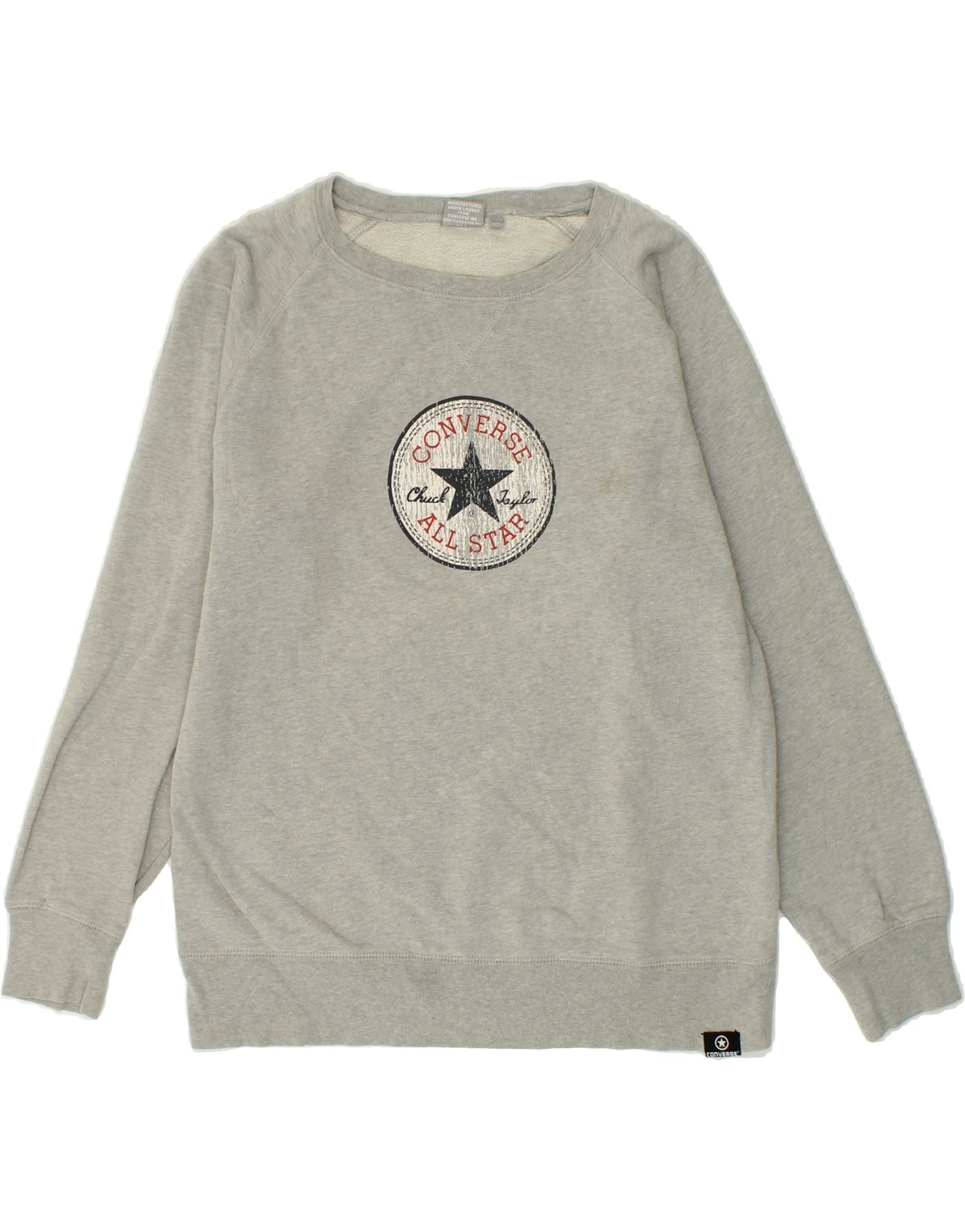 CONVERSE Mens Graphic Sweatshirt Jumper Small Grey Cotton