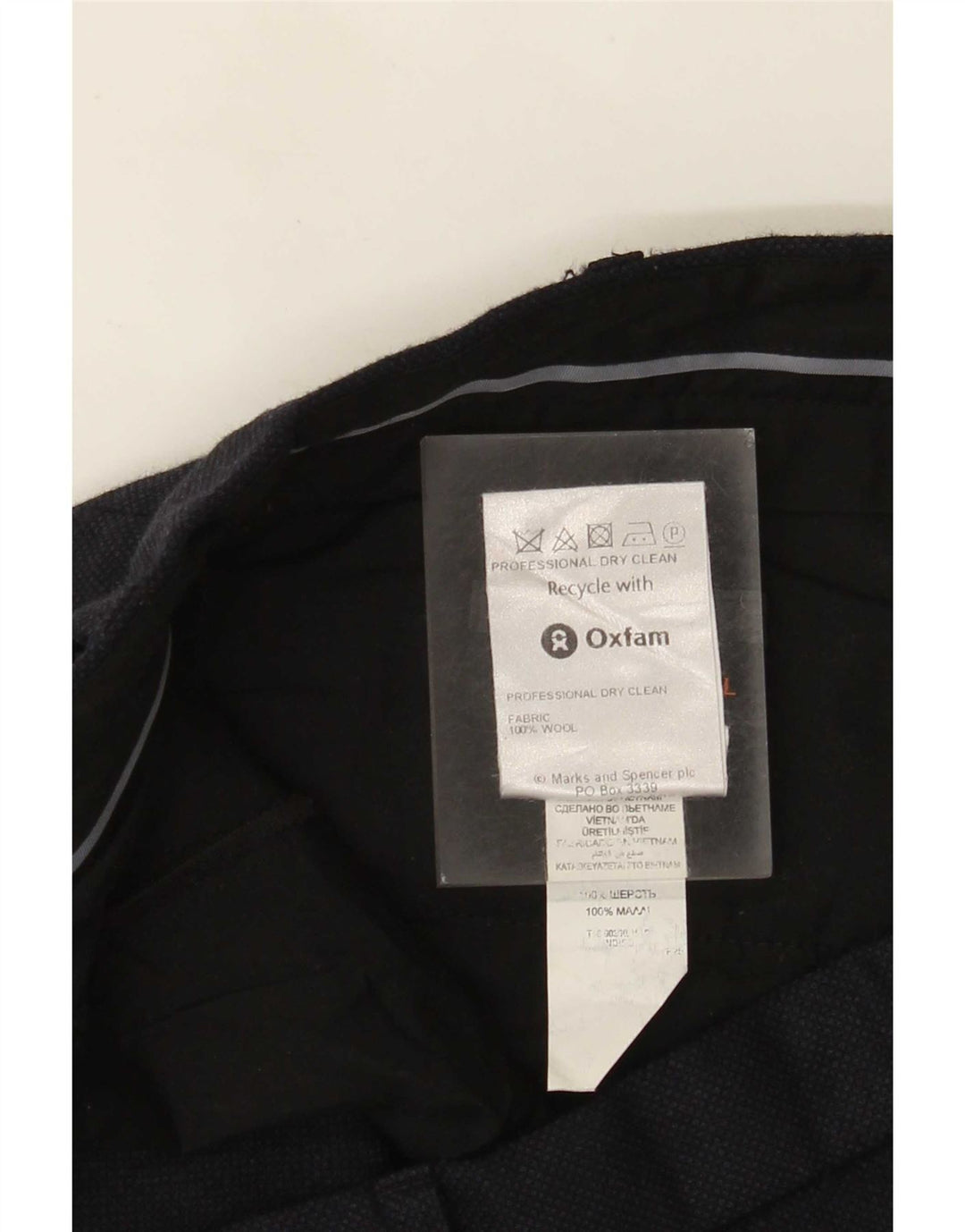 Marks & Spencer Mens Straight Suit Trousers W40 L29 Navy Blue Wool