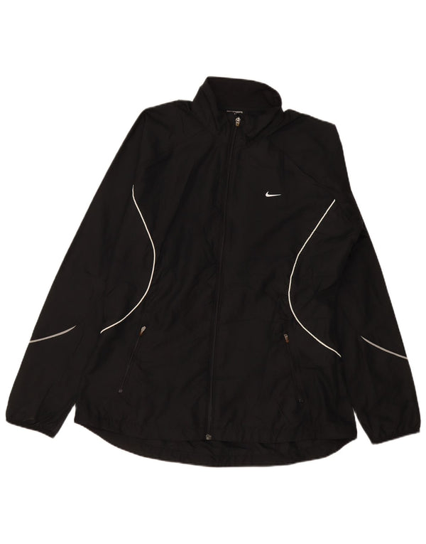 Nike Womens Tracksuit Top Jacket UK 16/18 XL Black Polyester