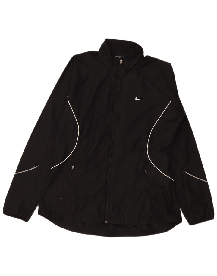 Nike Womens Tracksuit Top Jacket UK 16/18 XL Black Polyester