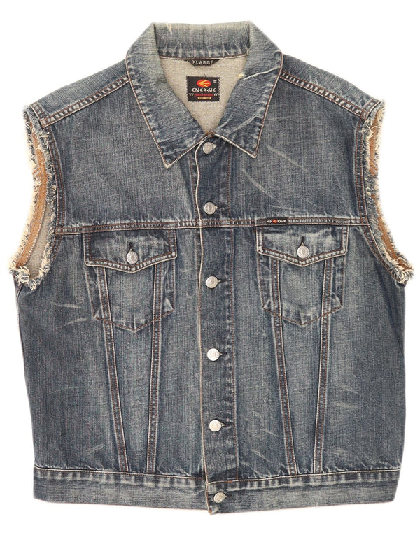 Energe Mens Denim Gilet UK 42 XL Blue Cotton