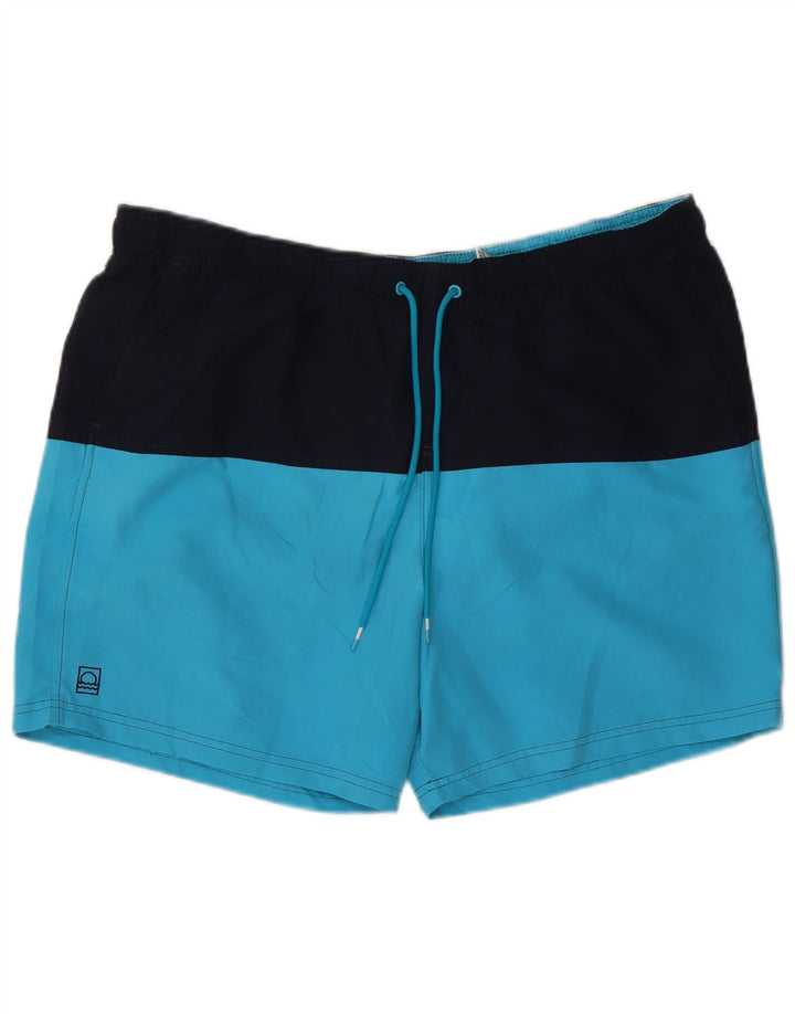 Marks & Spencer Mens Swimming Shorts XL Blue Colourblock Polyester