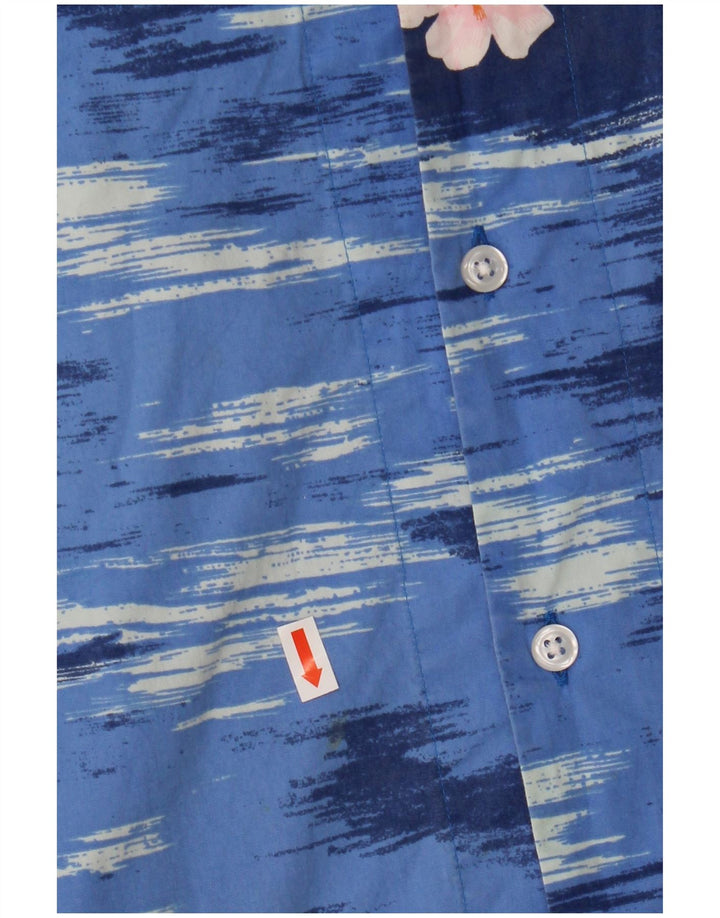 J. CREW Mens Flex Short Sleeve Shirt Medium Blue Floral Cotton