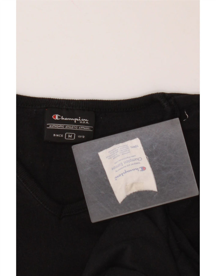 CHAMPION Womens Graphic T-Shirt Top UK 14 Medium Black Cotton