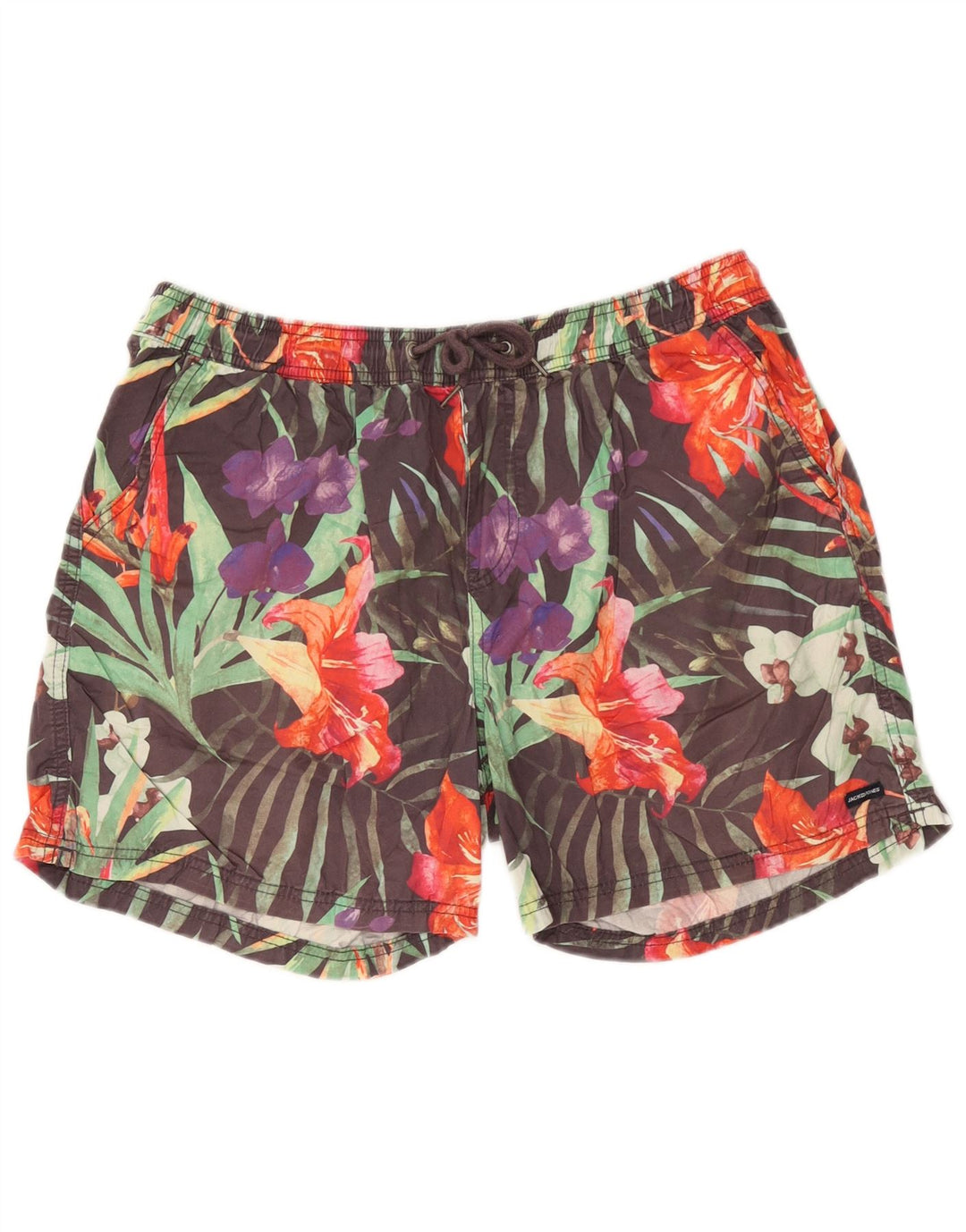 Jack & Jones Mens Swimming Shorts Large  Grey Floral Cotton