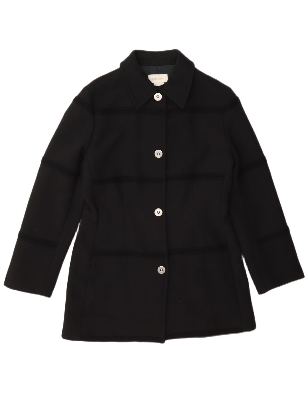 Caractere Womens 4 Button Blazer Jacket UK 12 Medium Black Wool
