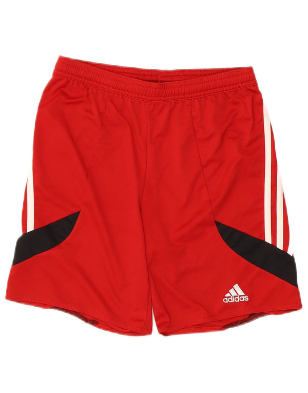 Adidas Boys Climalite Sport Shorts 11-12 Years Large Red Colourblock