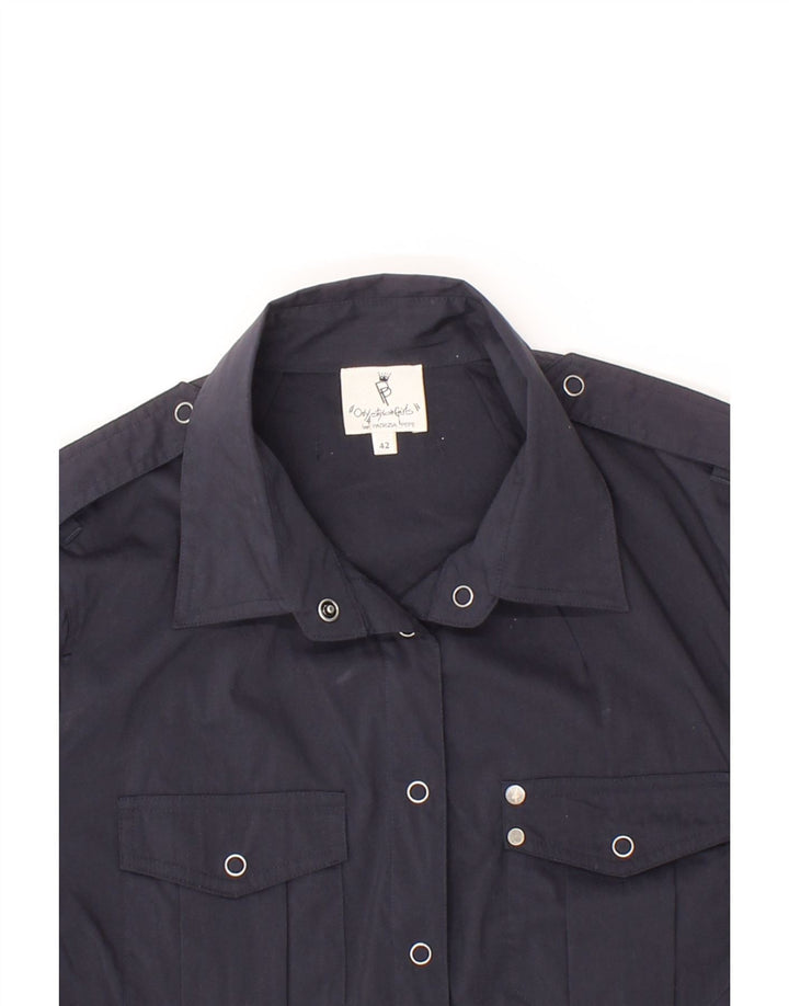 PATRIZIA PEPE Womens Military Shirt IT 42 Medium Navy Blue Cotton Vintage Patrizia Pepe and Second-Hand Patrizia Pepe from Messina Hembry 