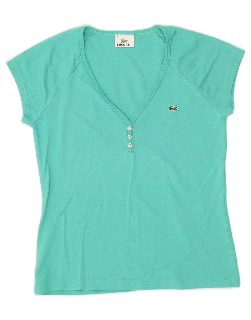 LACOSTE Womens T-Shirt Top Size 38 Medium Turquoise | Vintage Lacoste | Thrift | Second-Hand Lacoste | Used Clothing | Messina Hembry 