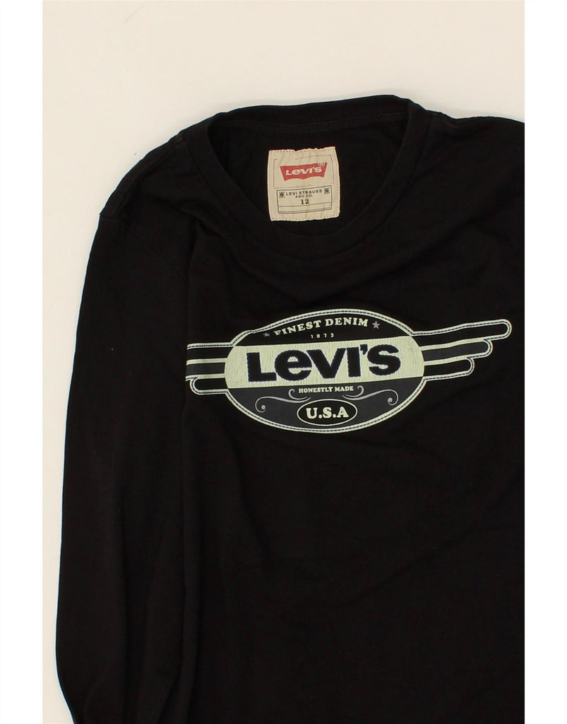 LEVI'S Boys Graphic Top Long Sleeve 11-12 Years Black Cotton Vintage Levi's and Second-Hand Levi's from Messina Hembry 