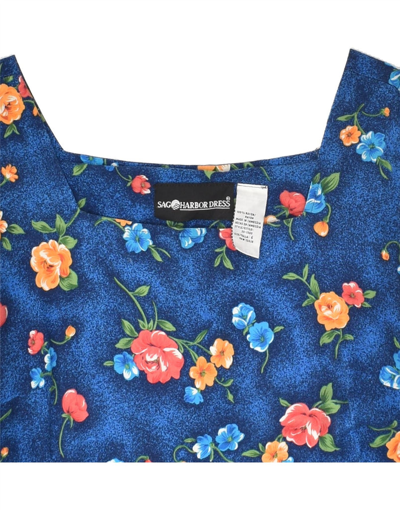 SAG HARBOR Womens Sundress US 6 Medium Blue Floral Rayon | Vintage Sag Harbor | Thrift | Second-Hand Sag Harbor | Used Clothing | Messina Hembry 