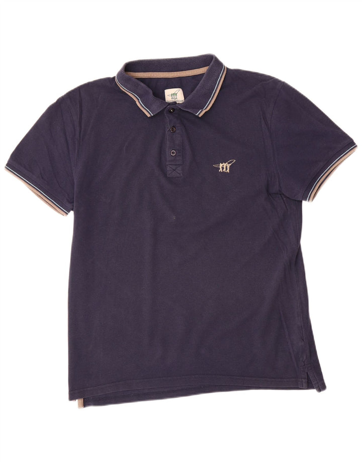 Henry Cottons Mens Polo Shirt Medium Navy Blue Cotton