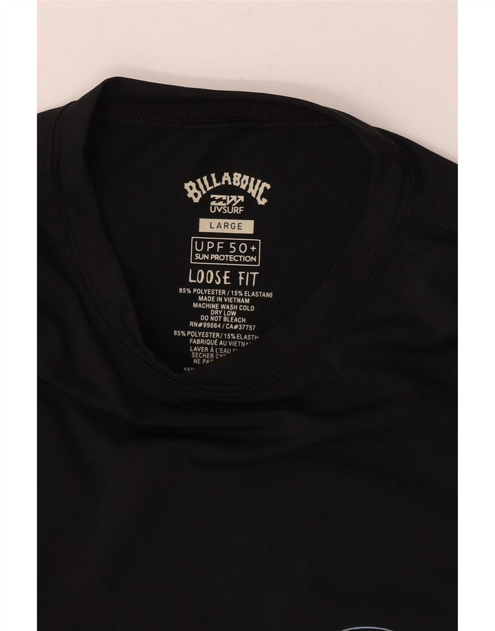 Billabong Mens Loose Fit Graphic Top Long Sleeve Large Black Polyester