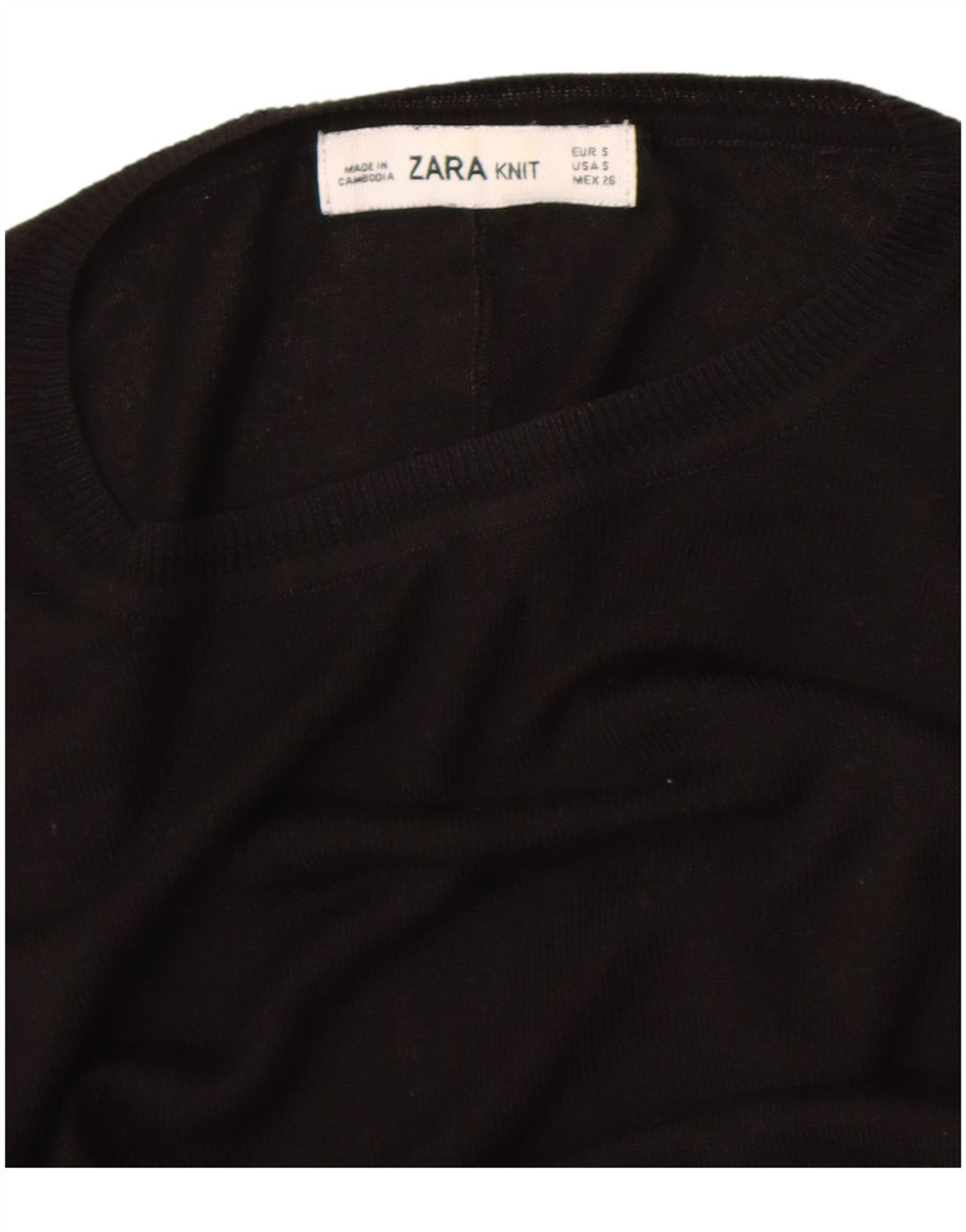 Zara Womens Oversized Crew Neck Jumper Sweater UK 10 Small Black