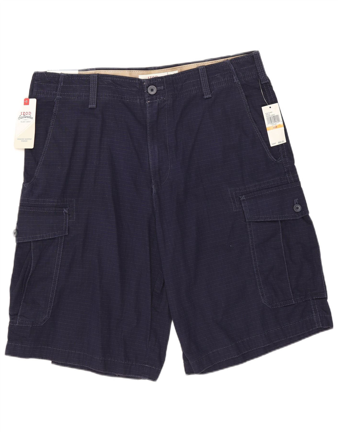 IZOD Mens Salt Water Cargo Shorts W33 Medium Navy Blue Cotton