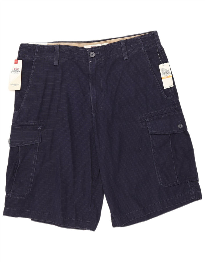 IZOD Mens Salt Water Cargo Shorts W33 Medium Navy Blue Cotton