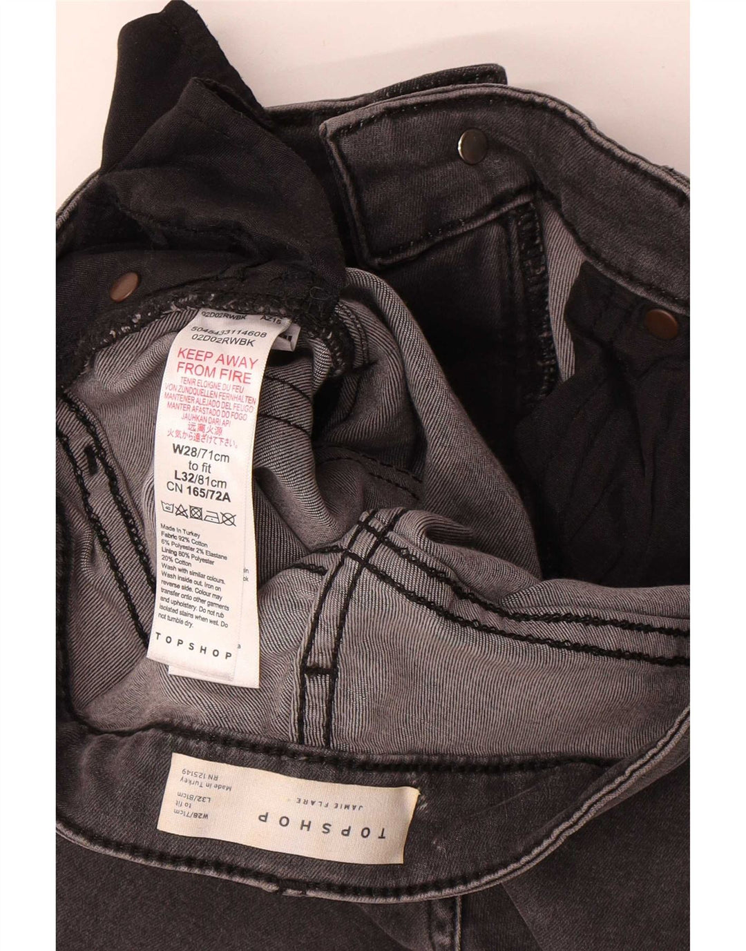 Topshop Womens Jamie Flared Jeans W28 L32 Grey Cotton