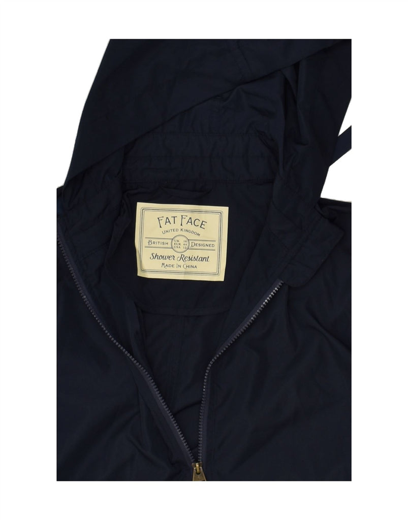 FAT FACE Womens Hooded Rain Jacket UK 16 Large Navy Blue Polyester | Vintage Fat Face | Thrift | Second-Hand Fat Face | Used Clothing | Messina Hembry 