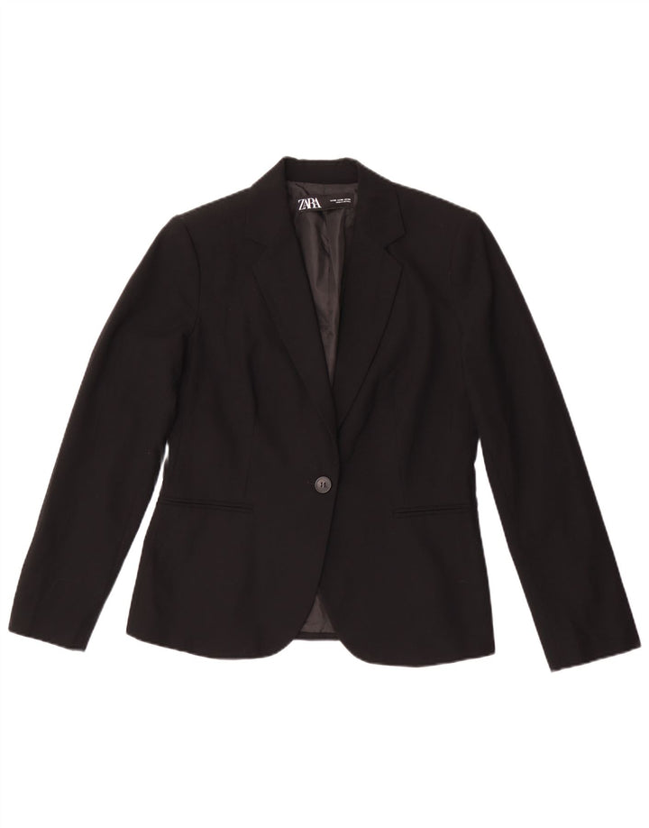 Zara Womens 1 Button Blazer Jacket EU 38 Small Black