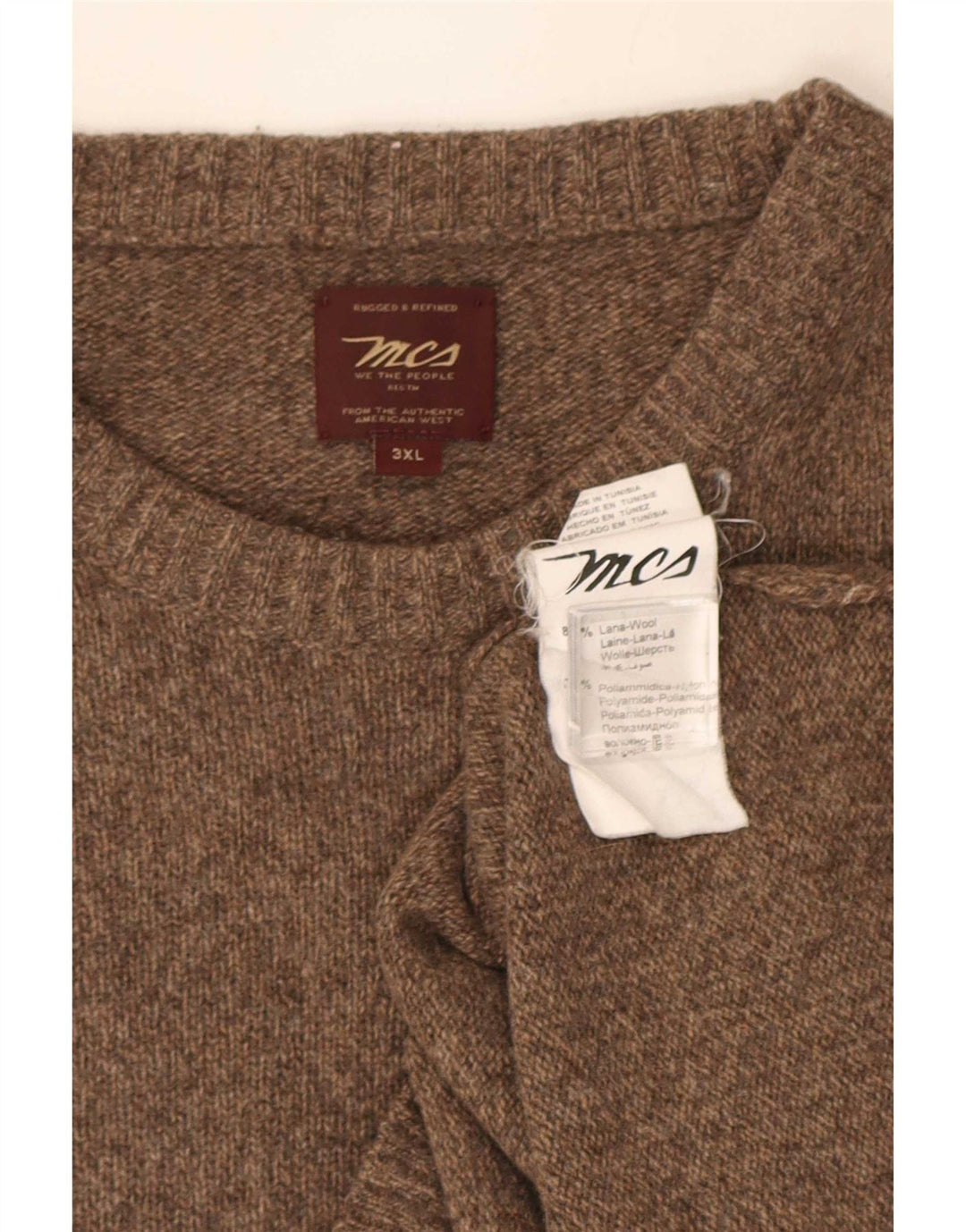 Marlboro Classics Mens Crew Neck Jumper Sweater 3XL Brown Flecked Wool