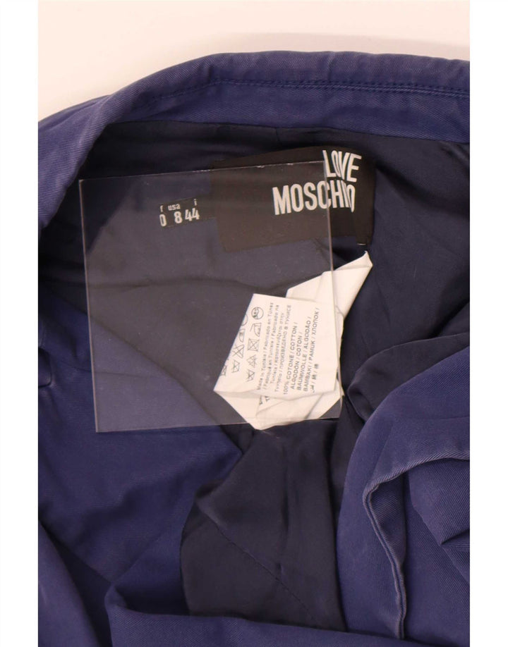 Moschino Womens Double Breasted Bolero Jacket IT 44 Medium Blue Cotton