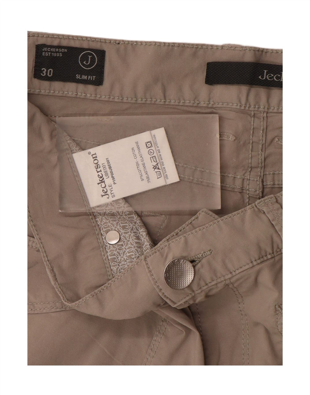 JECKERSON Mens Slim Fit Casual Shorts W30 Medium Grey Cotton Vintage Jeckerson and Second-Hand Jeckerson from Messina Hembry 
